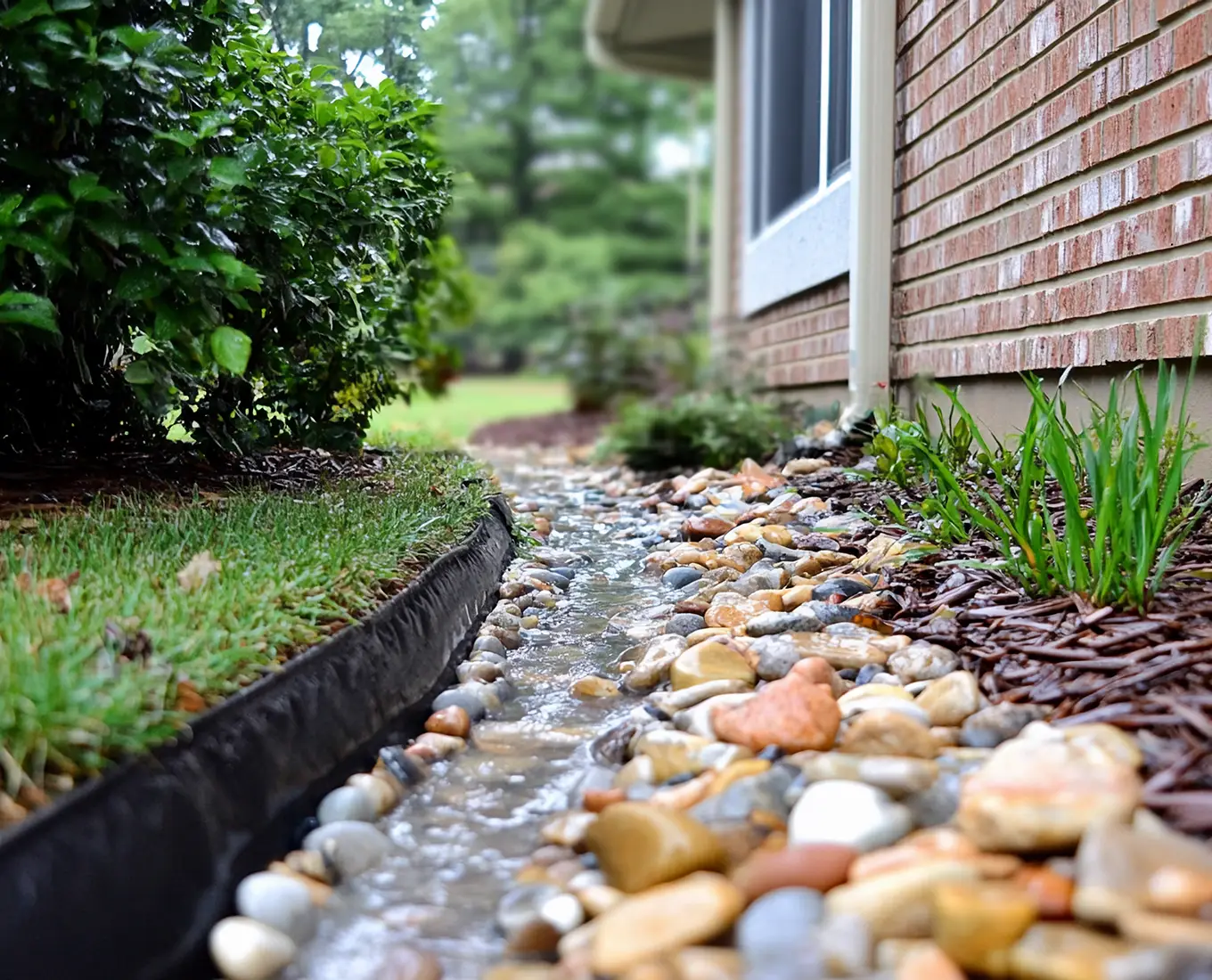 landscape drainage system installed by Arizmendi Brothers in Edwardsville, Illinois