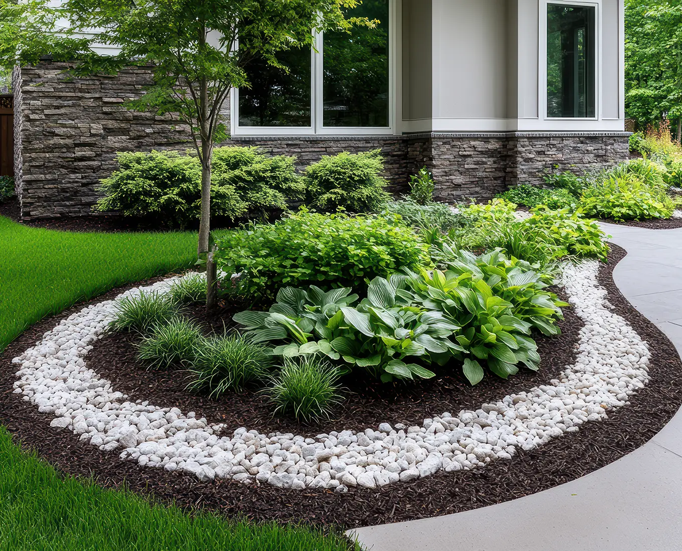 Landscape Beds, Mulch & Rock Installed by Arizmendi Brothers in edwardsville il