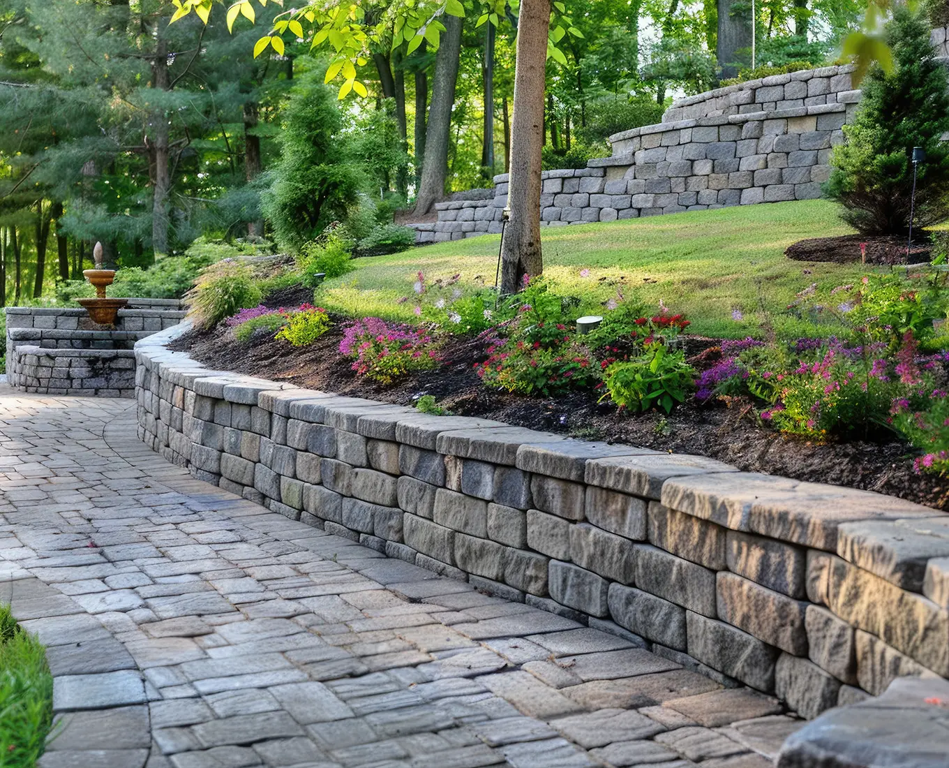 Custom Retaining Wall Installed by Arizmendi Brothers in edwardsville il
